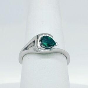 14k White Gold Freeform Emerald Ring #3498