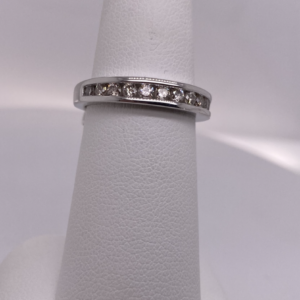 14k White Gold Round Diamond Band #1693