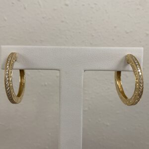14k Yellow Gold Diamond Hoop Earrings #3430