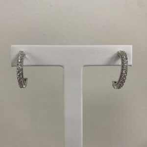 14k White Gold Diamond Hoop Earrings #3435