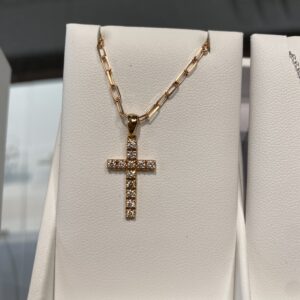 14kt Rose Gold Diamond Cross Pendant #2402