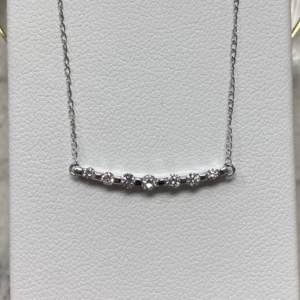 14k White Gold Diamond Bar Pendant #471