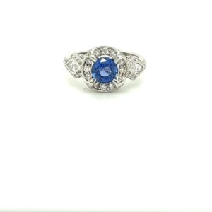 18k Diamond Accented Sapphire Ring #3701