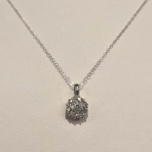 14k White Gold Cluster Pendant #2897