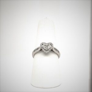 14k White Gold Halo Heart Diamond Ring #1258