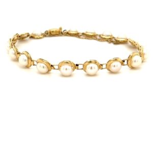 14k Yellow Gold Pearl Bracelet #3755