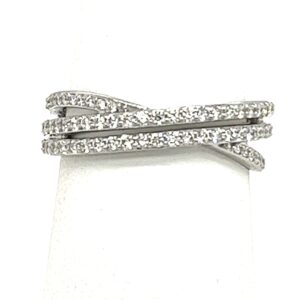 14k White Gold Criss-Cross Diamond Ring #3770