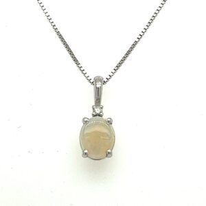 Opal Pendant & 14k White Gold Chain #3753