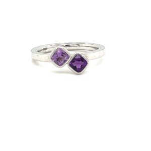 Sterling Silver 2-Stone Amethyst Ring #3352