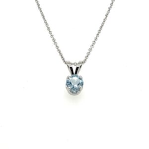14k White Gold Aquamarine Pendant #3892