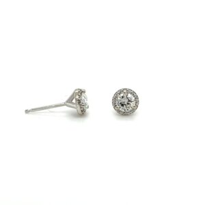14k White Gold Halo-Style Diamond Stud Earrings #3917