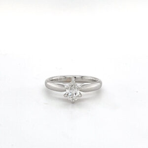 14k White Gold Pear Cut Diamond Solitaire Ring #124