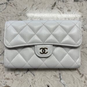 Chanel White Classic Flap Trifold Wallet #4110