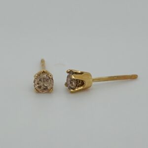 14k Yellow Gold Champagne Stud Earrings #1014