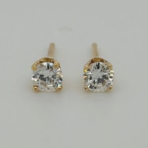 14k Yellow Gold Natural Diamond Stud Earrings #68