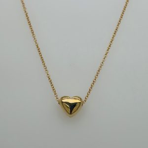 14k Yellow Gold Puffy Heart Pendant on 16-18" Cable Chain #4037