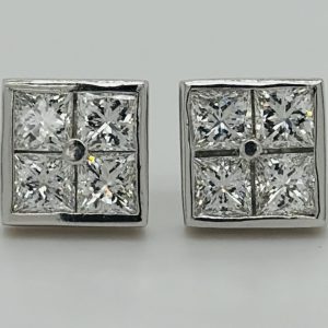 Princess Cut Diamond Earrings in Platinum #1029