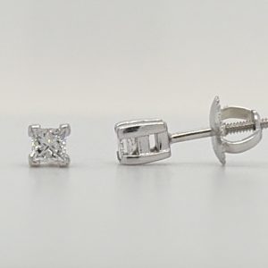 18k Princess Cut Stud Earrings #2128