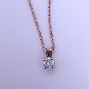 14k Rose Gold Diamond Pendant Necklace #3969