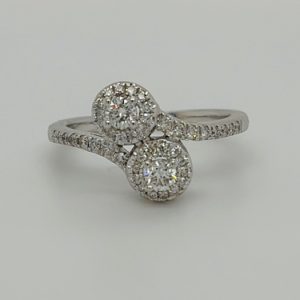 14k White Gold 2-Stone Diamond Ring w/ Accent Diamonds #4098