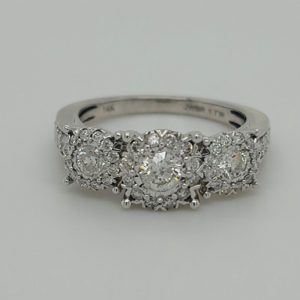 14k White Gold Multi-Stone 1CTW Ring #4099